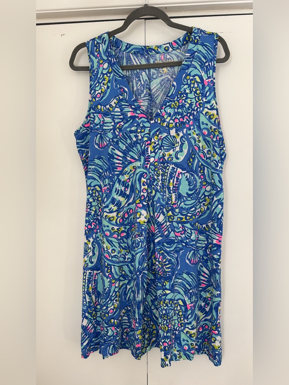 Lilly Pulitzer Amina Swing Dress Brilliant Blue Ceviche Sleeveless Mini Dress L